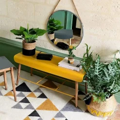 Miroir Corde noir - métal D38 cm - Atmosphera