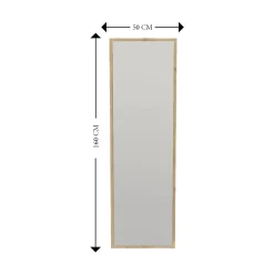 Miroir Dcarrier, Verre miroité, Objet d'ameublement mural, Décoration avec miroir, 50x2h160 cm, Chêne