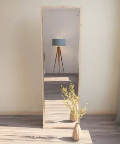 Miroir Dcarrier, Verre miroité, Objet d'ameublement mural, Décoration avec miroir, 50x2h160 cm, Chêne