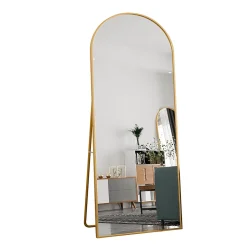 Miroir De Courtoisie Arqué Pleine Longueur 180 X 80 Cm, Adapté à La Chambre, Au Salon, Doré