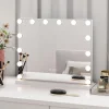 Miroir de Courtoisie Hollywood LED avec 3 Modes d'Eclairage de Couleur Miroir Grossissant Détachable Contrôle Tactile