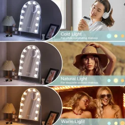 Miroir de maquillage hollywood coiffeuse avec lumière Arche 30x41cm