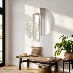 Miroir Demi-Rond Classique Wallfluent 1/2 - 80 cm Miroir Pratique Pour Chambre Ou Hall
