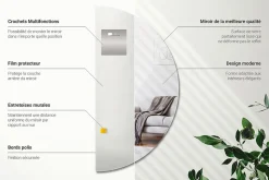 Miroir Demi-Rond Classique Wallfluent 1/2 - 80 cm Miroir Pratique Pour Chambre Ou Hall