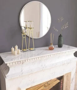 Miroir Dlucchin, Verre miroité, Objet d'ameublement mural, Décoration avec miroir, 60x2h60 cm, Blanc