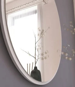 Miroir Dlucchin, Verre miroité, Objet d'ameublement mural, Décoration avec miroir, 60x2h60 cm, Blanc