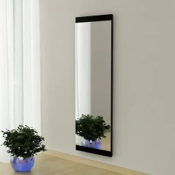 Miroir Dprenn, Verre miroité, Objet d'ameublement mural, Décoration avec miroir, 40x2h120 cm, Noir