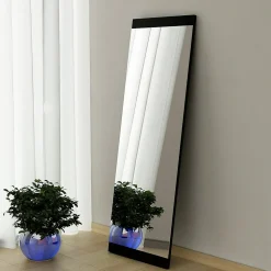 Miroir Dprenn, Verre miroité, Objet d'ameublement mural, Décoration avec miroir, 40x2h120 cm, Noir