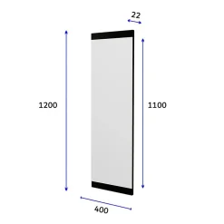Miroir Dprenn, Verre miroité, Objet d'ameublement mural, Décoration avec miroir, 40x2h120 cm, Noir