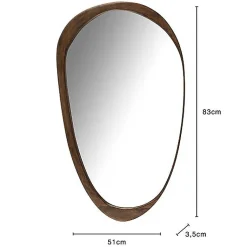 Miroir en forme de galet en bois de manguier L83 L - BRUNO