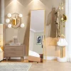 Miroir en pied grand, 140x40 cm, sur pied ou mural, cadre aluminium, grand miroir rectangulaire pour salon ou chambre, Doré