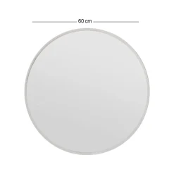 Miroir Euterpe, Verre miroité, Objet d'ameublement mural, Décoration avec miroir, 60x2h60 cm, Blanc