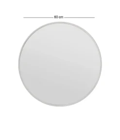 Miroir Euterpe, Verre miroité, Objet d'ameublement mural, Décoration avec miroir, 60x2h60 cm, Blanc