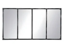 Miroir fenêtre industriel en métal - L. 140 x H. 75 cm - Noir - MAASTRICHT