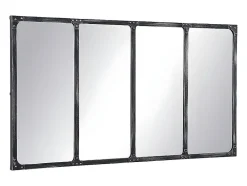 Miroir fenêtre industriel en métal - L. 140 x H. 75 cm - Noir - MAASTRICHT