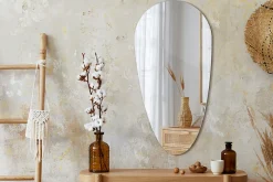 Miroir Goutte Asymétrique Mural Sans Cadre Wallfluent 50 x 100 cm Style Naturel Et Minimaliste Pour Intérieur Moderne