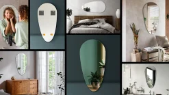 Miroir Goutte Asymétrique Tulup 50 x 100 cm Mural Sans Cadre Style Naturel et Minimaliste pour Intérieur Moderne
