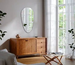 Miroir Goutte Asymétrique Tulup 45 x 90 cm Prêt à Poser Forme Organique pour Salle de Bain ou Entrée