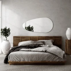Miroir Goutte Asymétrique Tulup 45 x 90 cm Prêt à Poser Forme Organique pour Salle de Bain ou Entrée