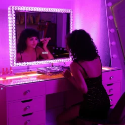 Miroir Hollywood Coiffeuse - LED 3 Tons 7 Modes RGB 80x60cm Blanc