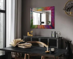 Miroir Imprimé Tulup 80x60 cm Spirale Abstraite Colorée Glace Murale Moderne Pour Salle De Bain