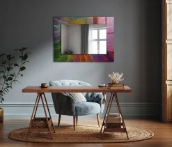 Miroir Imprimé Tulup 80x60 cm Spirale Abstraite Colorée Glace Murale Moderne Pour Salle De Bain