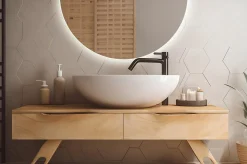 Miroir LED semi-rond 50x100 cm lumière froide moderne