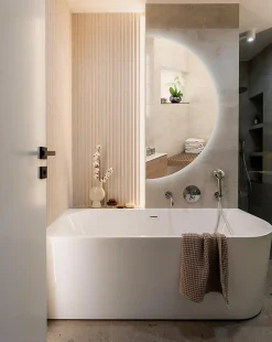 Miroir LED semi-rond 50x100 cm lumière froide moderne