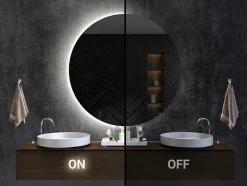 Miroir LED semi-rond 50x100 cm lumière froide moderne