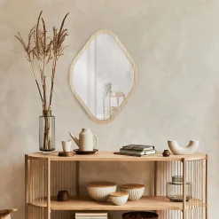 Miroir losange contour bois 44x60 cm - Marron