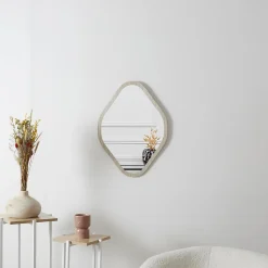 Miroir losange contour bois 44x60 cm - Marron