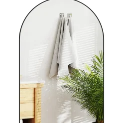 Miroir mural arqué 60 x 90 cm haute définition cadre alliage aluminium noir