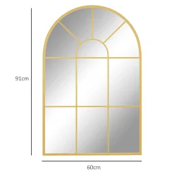 Miroir mural aspect verrière style classique chic - dim. 60L x 90H cm - métal doré verre 3 mm