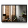Miroir mural en bois MDF noir 70x50 cm pour salon