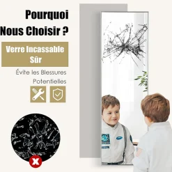 Miroir Mural Haute Définition avec Membrane Antidéflagrante Miroir Pleine Longueur Suspendu