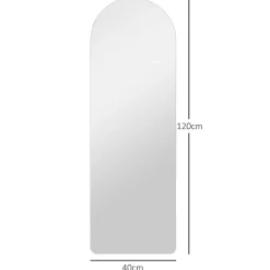 Miroir mural LED arqué pleine longueur dim. 40L x 120H cm - miroir LED réglable tactile - verre trempé
