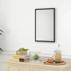 Miroir mural rectangulaire dim. 40L x 60H cm cadre bois noir