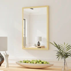 Miroir mural rectangulaire dim. 40L x 60H cm cadre effet bois naturel