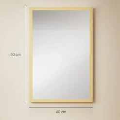 Miroir mural rectangulaire dim. 40L x 60H cm cadre effet bois naturel