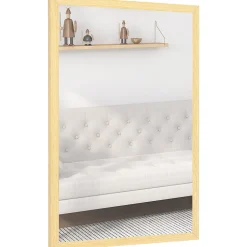 Miroir mural rectangulaire dim. 40L x 60H cm cadre effet bois naturel