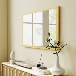 Miroir mural rectangulaire dim. 40L x 60H cm cadre effet bois naturel
