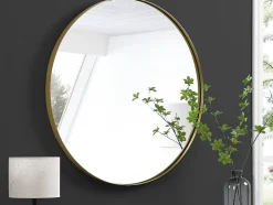 Miroir mural rond en métal - D.80 cm - Doré - JAFFREL