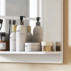 Miroir mural salle de bain - étagère - 50 x 60 cm - blanc