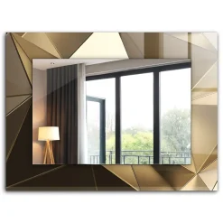 Miroir Mural Tulup 80x60 cm Formes Géométriques Grand Miroir Pour Chambre