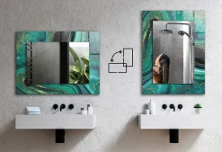 Miroir Mural Tulup 80x60 cm Formes Géométriques Grand Miroir Pour Chambre