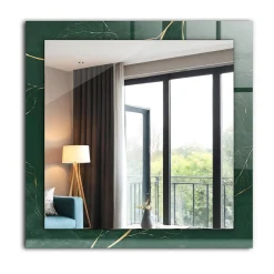 Miroir Mural Tulup 60x60 cm Feuilles Vertes Dorées Pour Chambre
