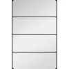 Miroir mural verrière rectangulaire style industriel - horizontal ou vertical - 4 crochets - métal noir