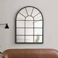 Miroir mural Villalago forme fenêtre arrondie 80 x 60 cm en.casa