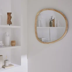 Miroir organique en bois de sapin 75cm couleur naturelle CHARLIE L 75 x l 70 x E 3cm