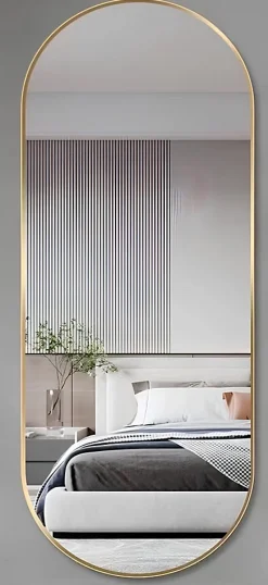 Miroir ovale métal doré H.100cm Ornami, Elvie